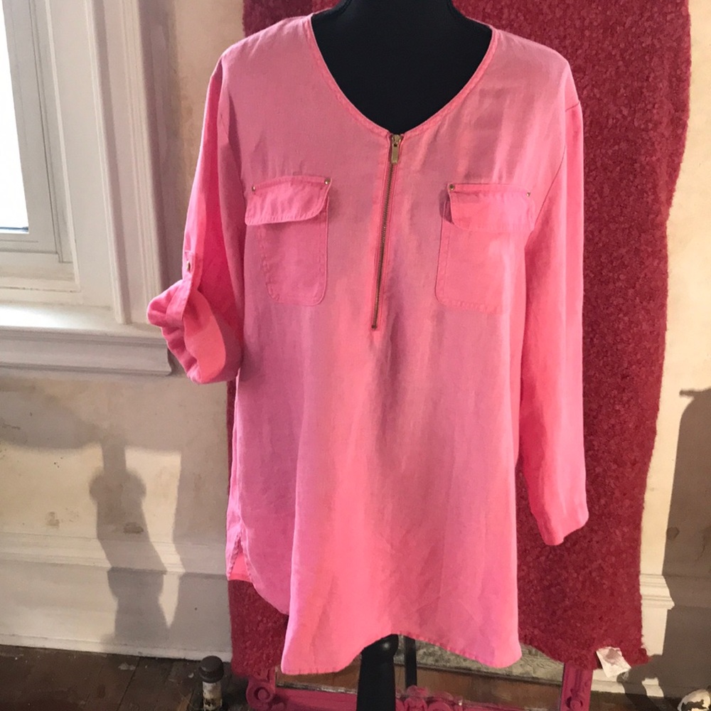 Hot pink beach cover up.